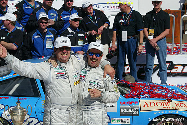 Porsche's other 24 Hour triumph.........Kevin Buckler and Michael Schrom in Victory Lane, Daytona International Speedway