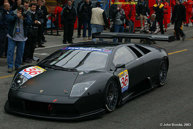 Dindo Capello takes the Lamborghini Murcielago R-GT to the track for the first competition laps