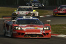 Tommy Erdos in the Graham Nash Saleen S7-R leads a train of cars through Ascari